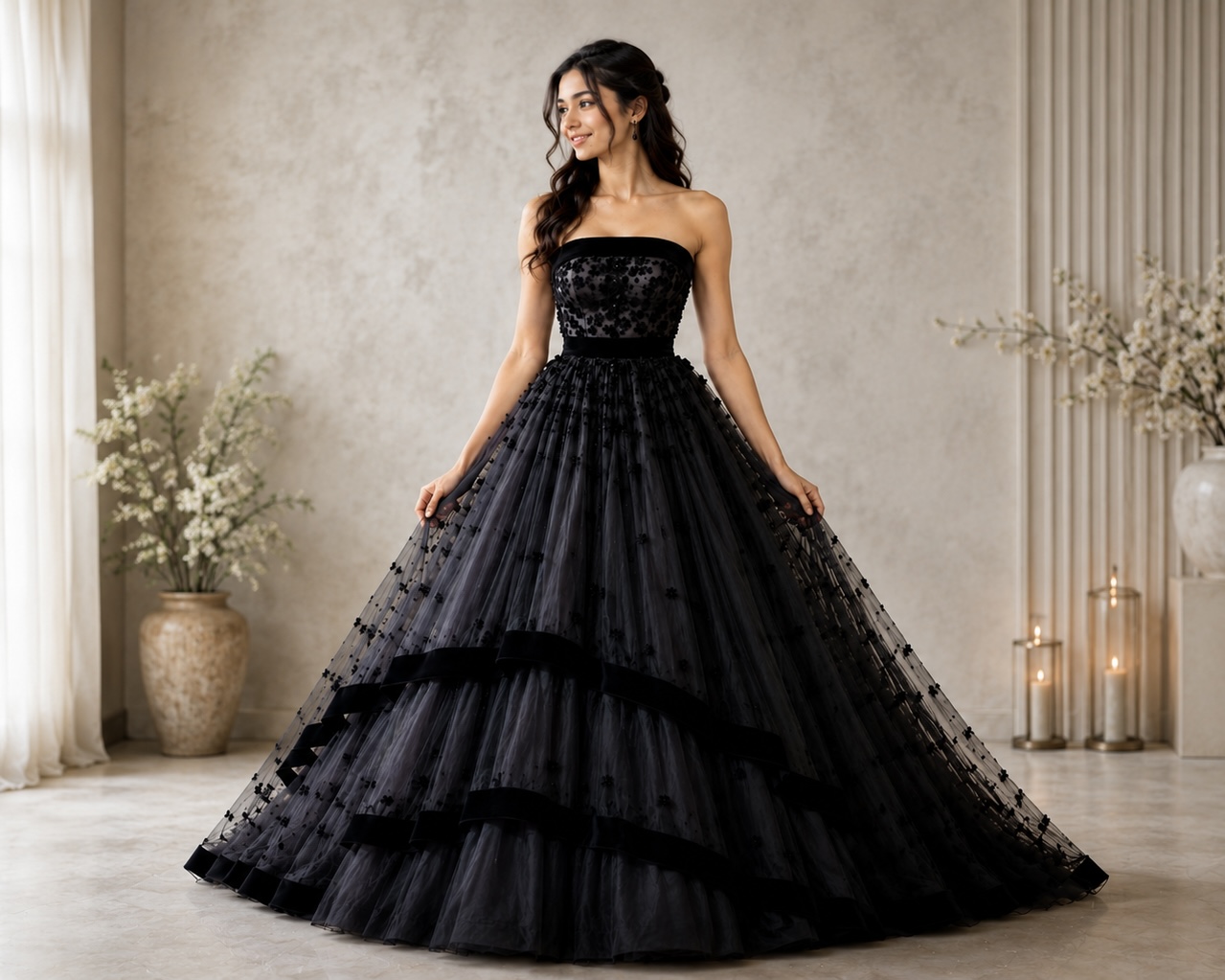 Designer gown stitched to measurement