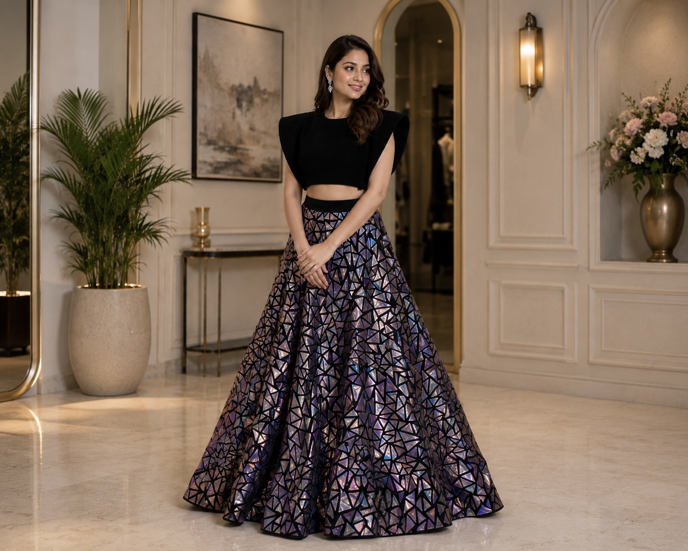 Designer lehenga with hand embroidery
